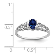 Sterling Silver Rhodium-plated Created Sapphire & Diam. Ring - 3