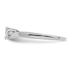 Sterling Silver Rhodium-plated CZ & Diamond Birthstone Ring - 2