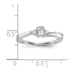 Sterling Silver Rhodium-plated CZ & Diamond Birthstone Ring - 3