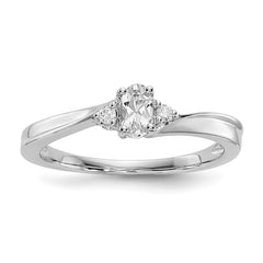 Sterling Silver Rhodium-plated CZ & Diamond Birthstone Ring - 3