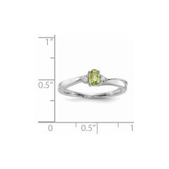 Sterling Silver Rhodium-plated Peridot & Diamond Birthstone Ring - 2