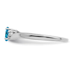 Sterling Silver Rhodium-plated Blue Topaz/Diamond Birthstone Ring - 3