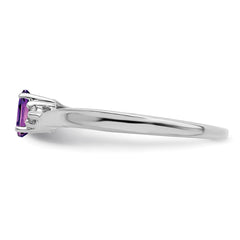 Sterling Silver Rhodium-plated Amethyst/Diamond Birthstone Ring - 3