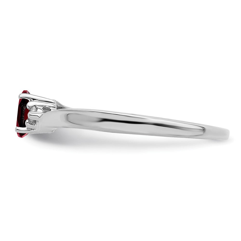 Sterling Silver Rhodium-plated Garnet/Diamond Birthstone Ring - 3