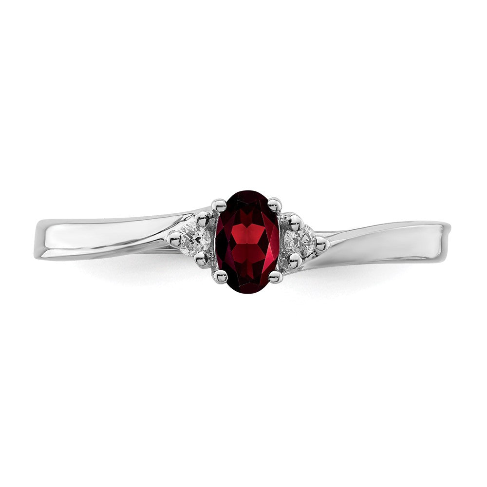 Sterling Silver Rhodium-plated Garnet/Diamond Birthstone Ring - 3