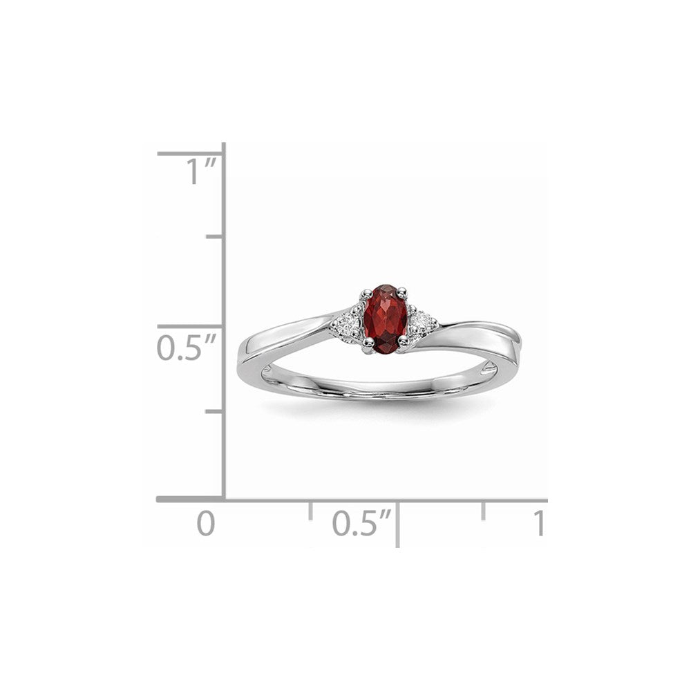 Sterling Silver Rhodium-plated Garnet/Diamond Birthstone Ring - 3