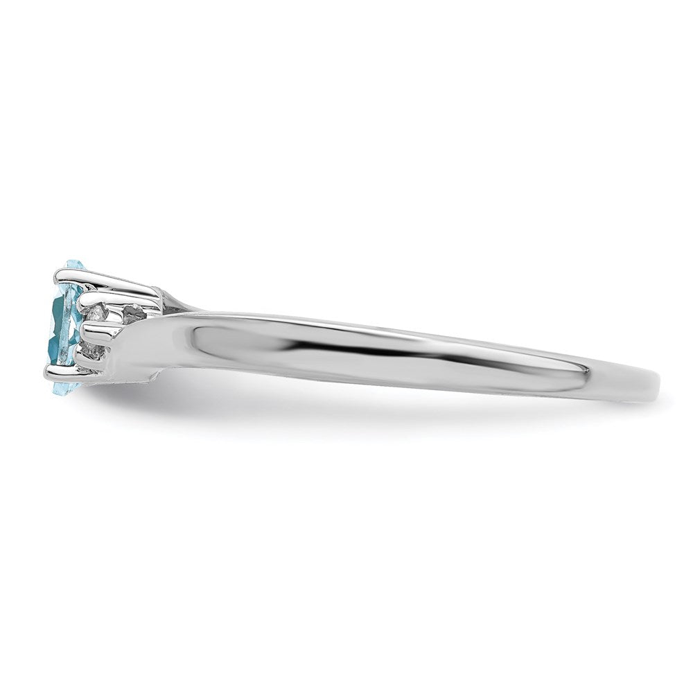 Sterling Silver Rhodium-plated Aquamarine/Diamond Birthstone Ring - 3