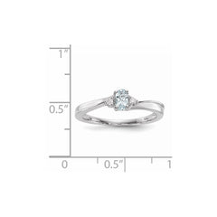 Sterling Silver Rhodium-plated Aquamarine/Diamond Birthstone Ring - 3