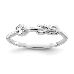 Sterling Silver Rhodium-plated Polished Infinity White Topaz Ring - 3
