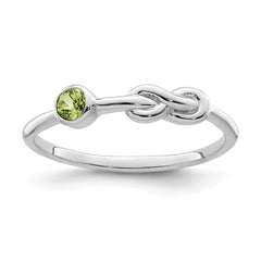 Sterling Silver Rhodium-plated Polished Infinity Peridot Ring - 2