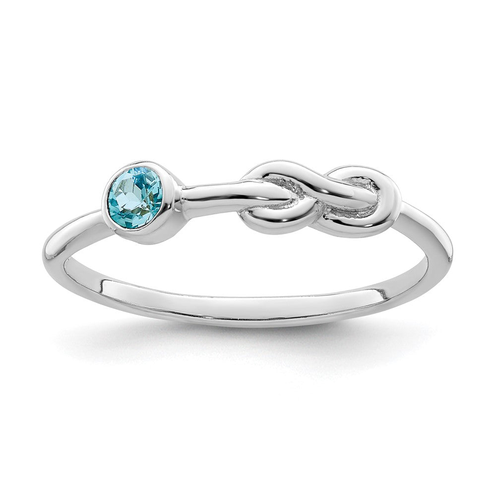 Sterling Silver Rhodium-plated Polished Infinity LS Blue Topaz Ring - 3