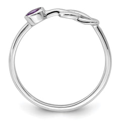 Sterling Silver Rhodium-plated Polished Infinity Amethyst Ring - 2