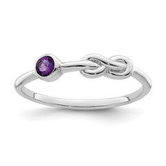 Sterling Silver Rhodium-plated Polished Infinity Amethyst Ring - 2