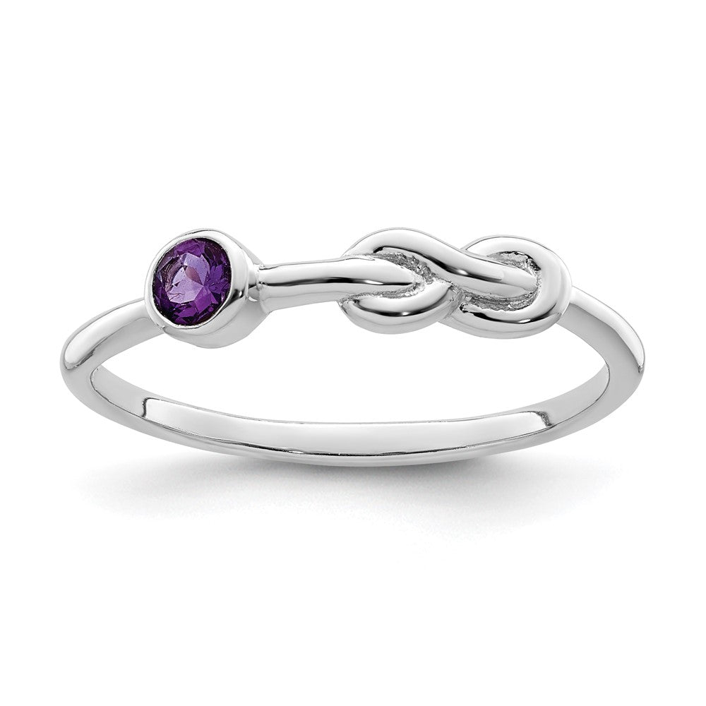 Sterling Silver Rhodium-plated Polished Infinity Amethyst Ring - 3
