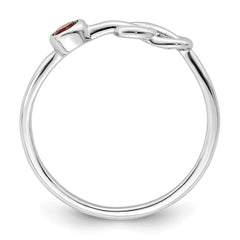Sterling Silver Rhodium-plated Polished Infinity Garnet Ring - 3