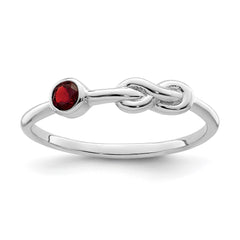 Sterling Silver Rhodium-plated Polished Infinity Garnet Ring - 3