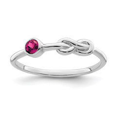 Sterling Silver Rhodium-plated Polished Infinity Lab Created Ruby Ring - 3