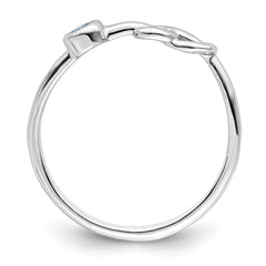 Sterling Silver Rhodium-plated Polished Infinity Aquamarine Ring - 3