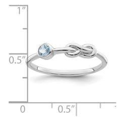 Sterling Silver Rhodium-plated Polished Infinity Aquamarine Ring - 3