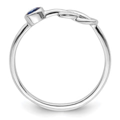 Sterling Silver Rhodium-plated Polished Infinity Lab Created Sapphire Ring - 3