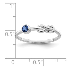 Sterling Silver Rhodium-plated Polished Infinity Lab Created Sapphire Ring - 3