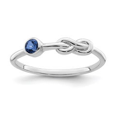 Sterling Silver Rhodium-plated Polished Infinity Lab Created Sapphire Ring - 3