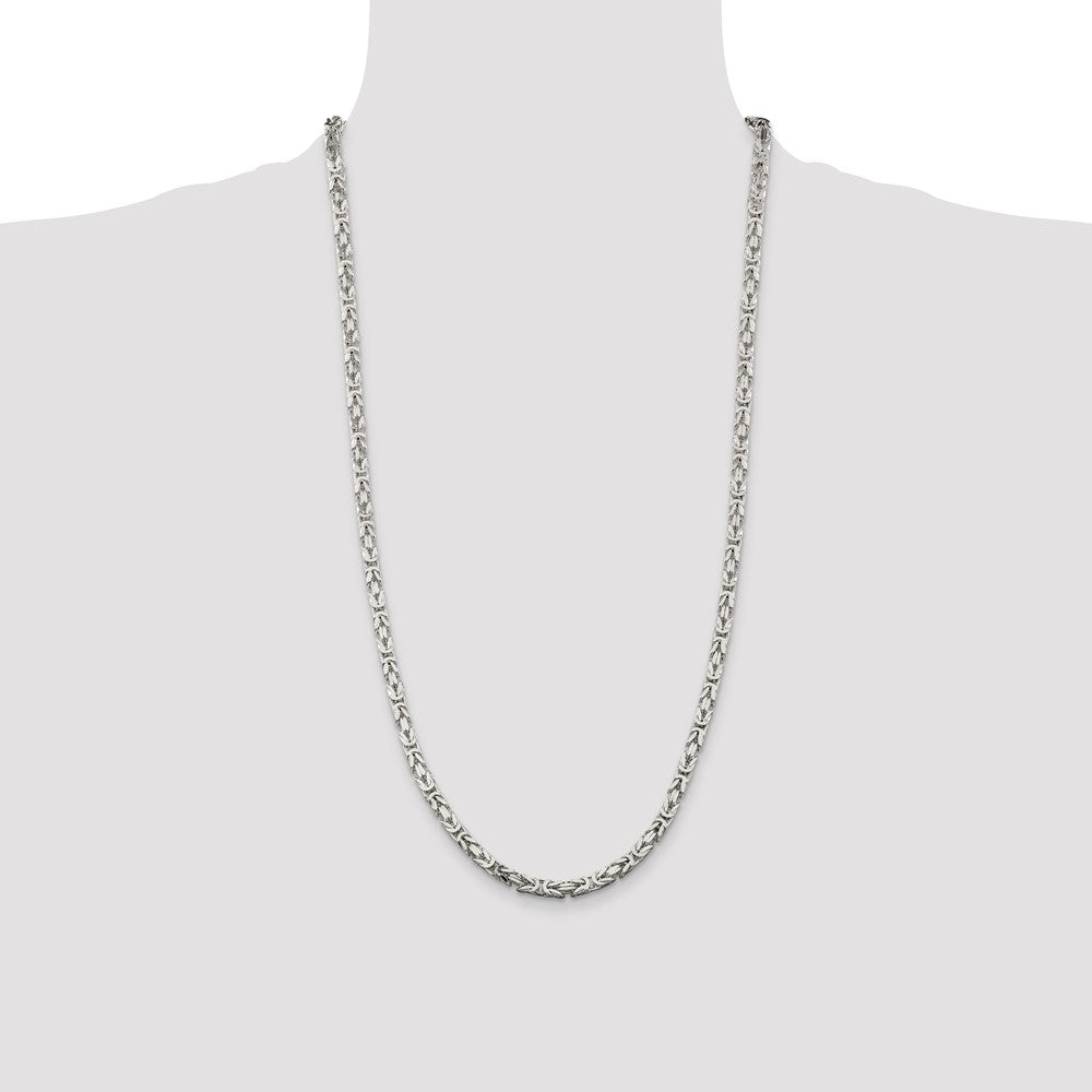 Sterling Silver 4.25mm Byzantine Chain