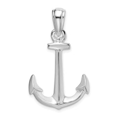 De-Ani Sterling Silver Rhodium-Plated Polished 3D Anchor Pendant - 5
