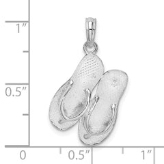 De-Ani Sterling Silver Rhodium-Plated Polished and Textured Key West Flip Flops Pendant
