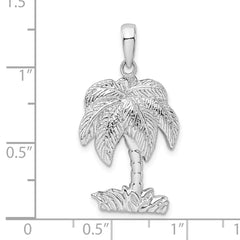 De-Ani Sterling Silver Rhodium-Plated Polished and Textured Palm Tree Pendant