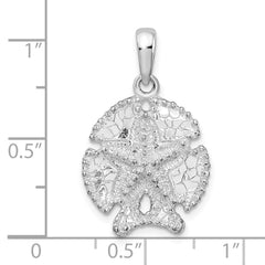 De-Ani Sterling Silver Rhodium-Plated Polished and Textured Sand Dollar Pendant - 5