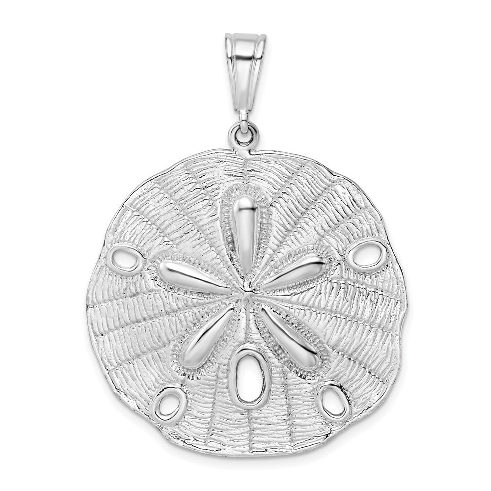 De-Ani Sterling Silver Rhodium-Plated Polished and Textured Sand Dollar Pendant - 7