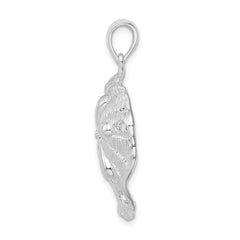 De-Ani Sterling Silver Rhodium-Plated Polished and Textured Sand Dollar Pendant - 9