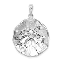 De-Ani Sterling Silver Rhodium-Plated Polished and Textured Sand Dollar Pendant - 9
