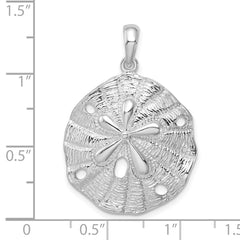 De-Ani Sterling Silver Rhodium-Plated Polished and Textured Sand Dollar Pendant - 9