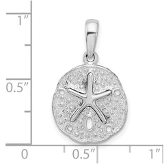 De-Ani Sterling Silver Rhodium-Plated Polished and Textured Small Sand Dollar Pendant - 2