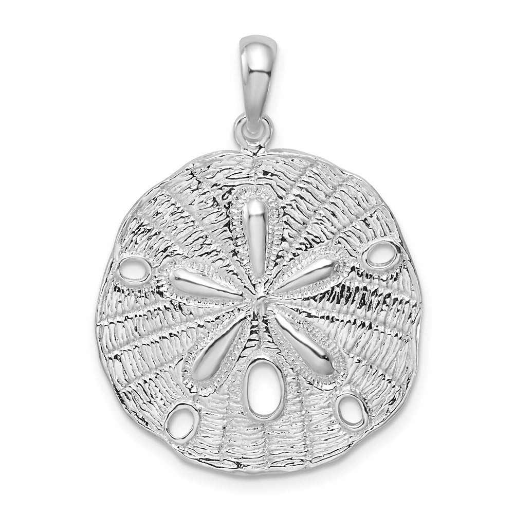 De-Ani Sterling Silver Rhodium-Plated Polished and Textured Sand Dollar Pendant - 2