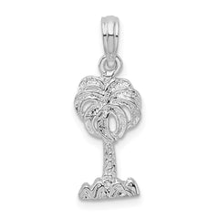 De-Ani Sterling Silver Rhodium-Plated Polished Palm Tree Pendant - 3
