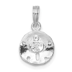 De-Ani Sterling Silver Rhodium-Plated Polished and Textured Small Sand Dollar Pendant