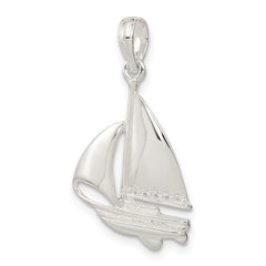 De-Ani Sterling Silver Rhodium-Plated Polished Sailboat Pendant - 3
