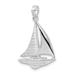 De-Ani Sterling Silver Rhodium-Plated Polished Sailboat Pendant - 2