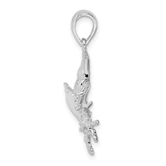 De-Ani Sterling Silver Rhodium-Plated Polished Stone Crab Pendant - 3