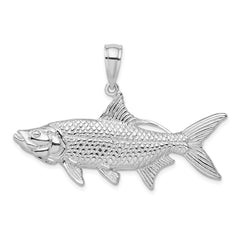 De-Ani Sterling Silver Rhodium-Plated Polished 3D Oxeye Tarpon Fish Pendant - 2
