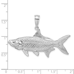 De-Ani Sterling Silver Rhodium-Plated Polished 3D Oxeye Tarpon Fish Pendant - 2