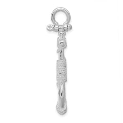 De-Ani Sterling Silver Rhodium-Plated Polished Anchor with Rope Pendant - 4