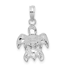 De-Ani Sterling Silver Rhodium-Plated Polished Sea Turtle Pendant - 3