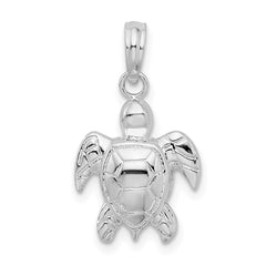 De-Ani Sterling Silver Rhodium-Plated Polished Sea Turtle Pendant - 3