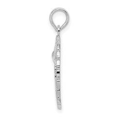 De-Ani Sterling Silver Rhodium-Plated Polished Jamaica Round Circle with Bird Pendant