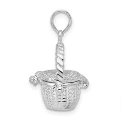 De-Ani Sterling Silver Rhodium-Plated Moveable 3D Nantucket Basket Pendant - 2