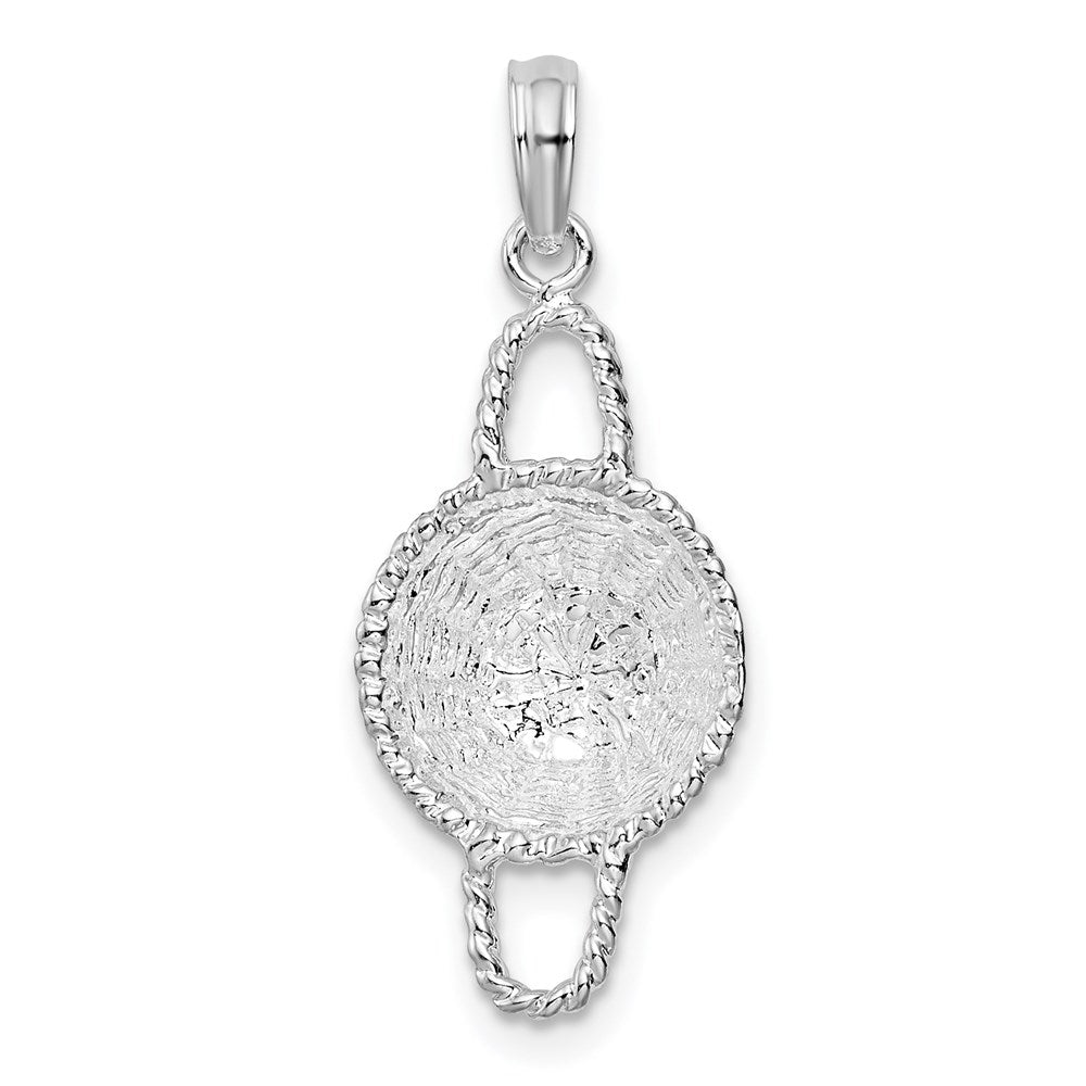 De-Ani Sterling Silver Rhodium-Plated Polished 3D Round Basket Pendant